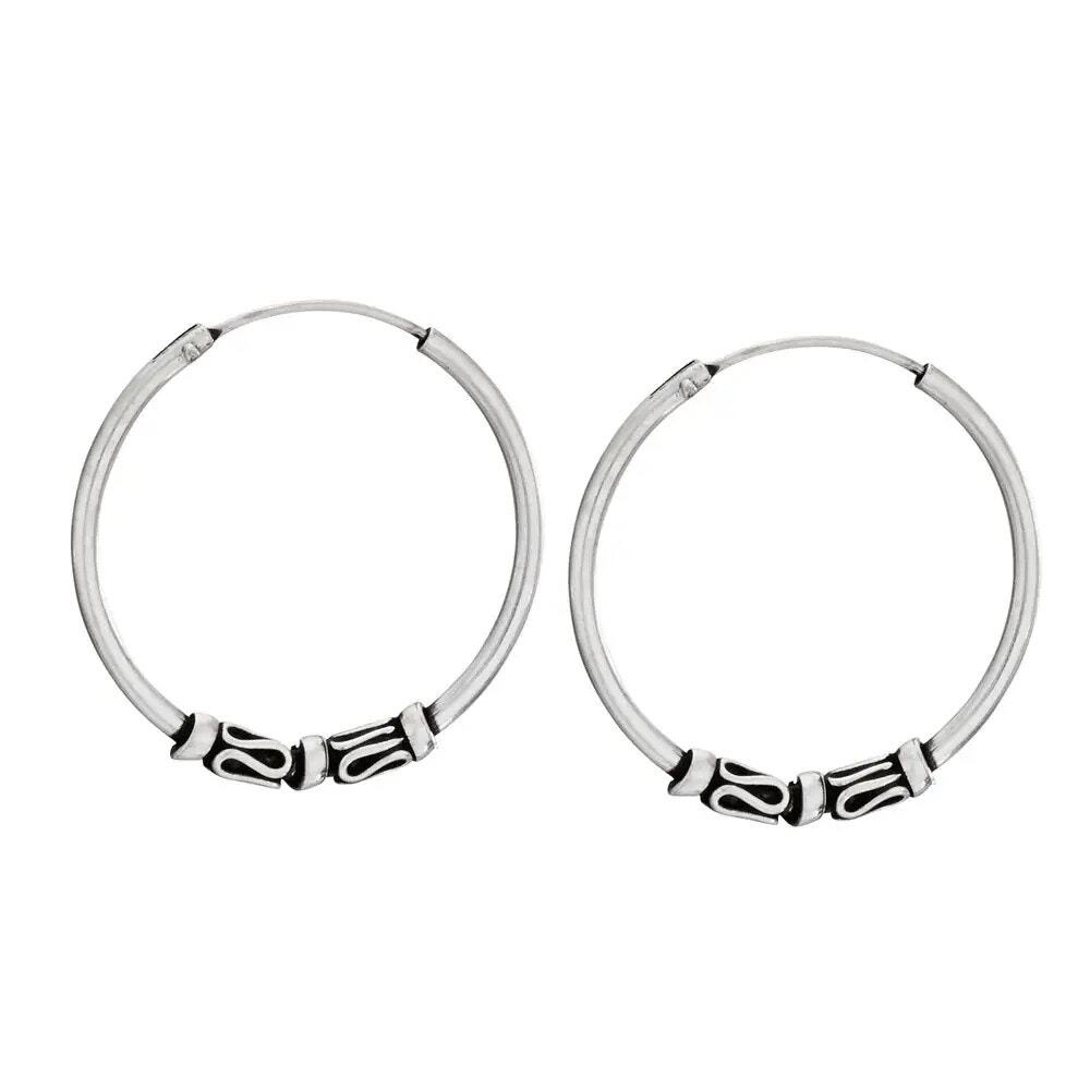 NWT Tiger Mountain Oxidized Sterling Silver Loop Circle Hoop Earrings 27mm